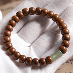 Fortune Jewel Natural Abelia Biflora Wood Hetian Jade Bamboo Bead Warding Off Evil Spirits Bracelet