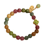 Fortune Jewel Tourmaline Jade Colorful Four-leaf Clover Positive Bracelet