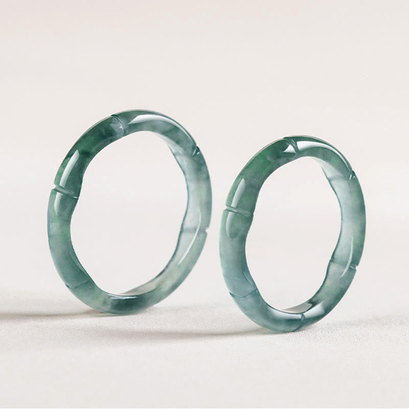 Fortune Jewel Natural Jade Bamboo Prosperity Abundance Ring