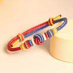 Fortune Jewel Two-Color Rope Handcrafted Eight Thread Peace Knot Luck Connection Bracelet