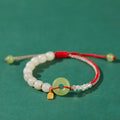 Fortune Jewel 925 Sterling Silver Hetian Jade Peace Buckle Beaded Luck Happiness Charm Bracelet