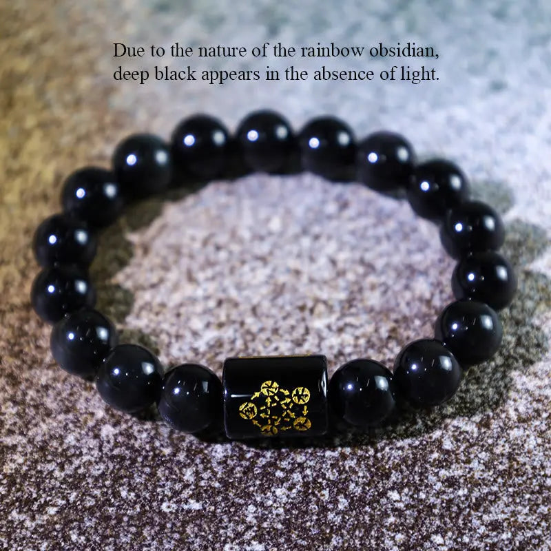 Fortune Jewel "Sending Balance and Protection" Rainbow Obsidian Bracelet Includes Gift Message Card Fortune Jewel