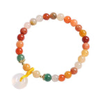 Fortune Jewel 14K Gold Plated Colorful Golden Silk Jade Peace Buckle Wealth Bracelet