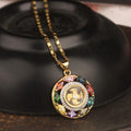 Fortune Jewel Colorful Zircon Copper Wealth Luck Rotation Bracelet Necklace Pendant