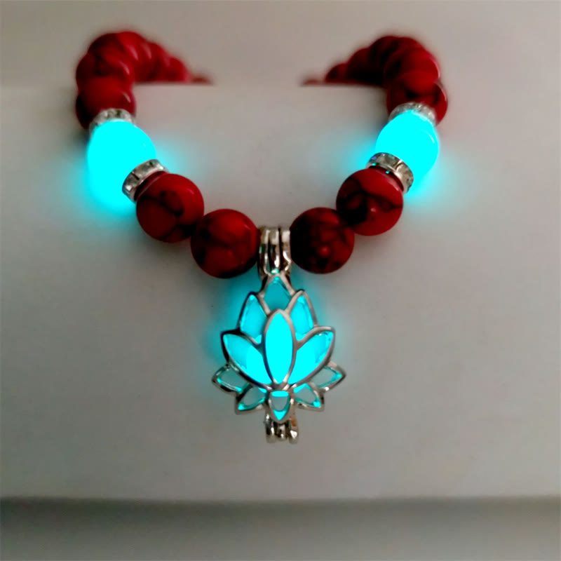Fortune Jewel Tibetan Turquoise Glowstone Luminous Bead Lotus Protection Bracelet