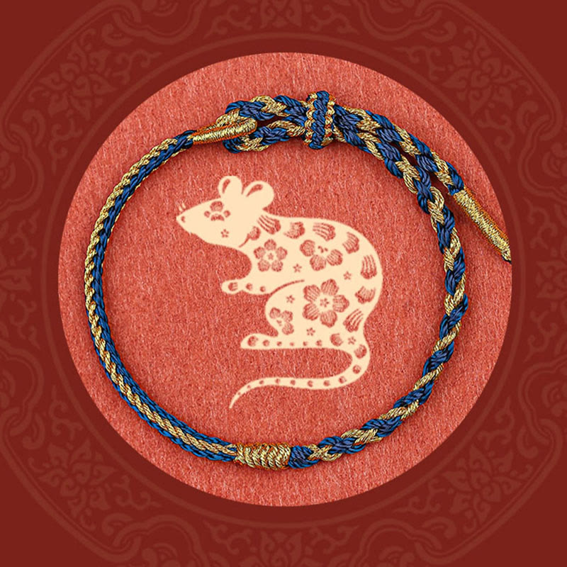 Fortune Jewel Handmade Chinese Zodiac Rabbit Rooster Rat Horse Dragon Protection Braid String Bracelet