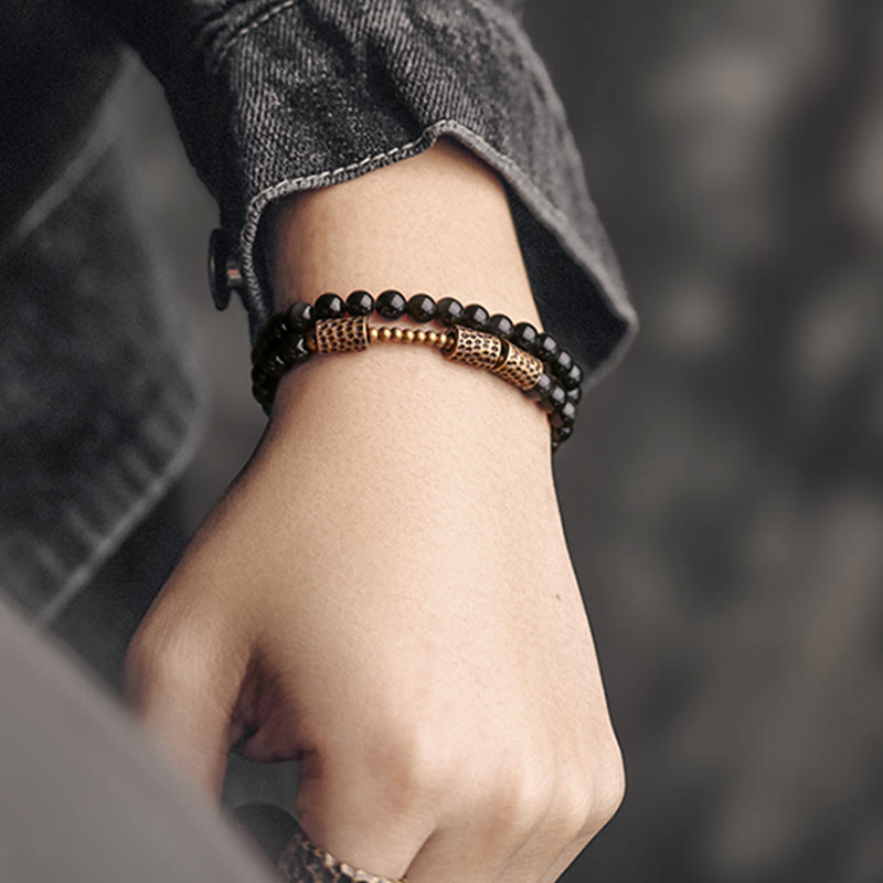 Fortune Jewel Rainbow Obsidian Copper Love Double Wrap Bracelet