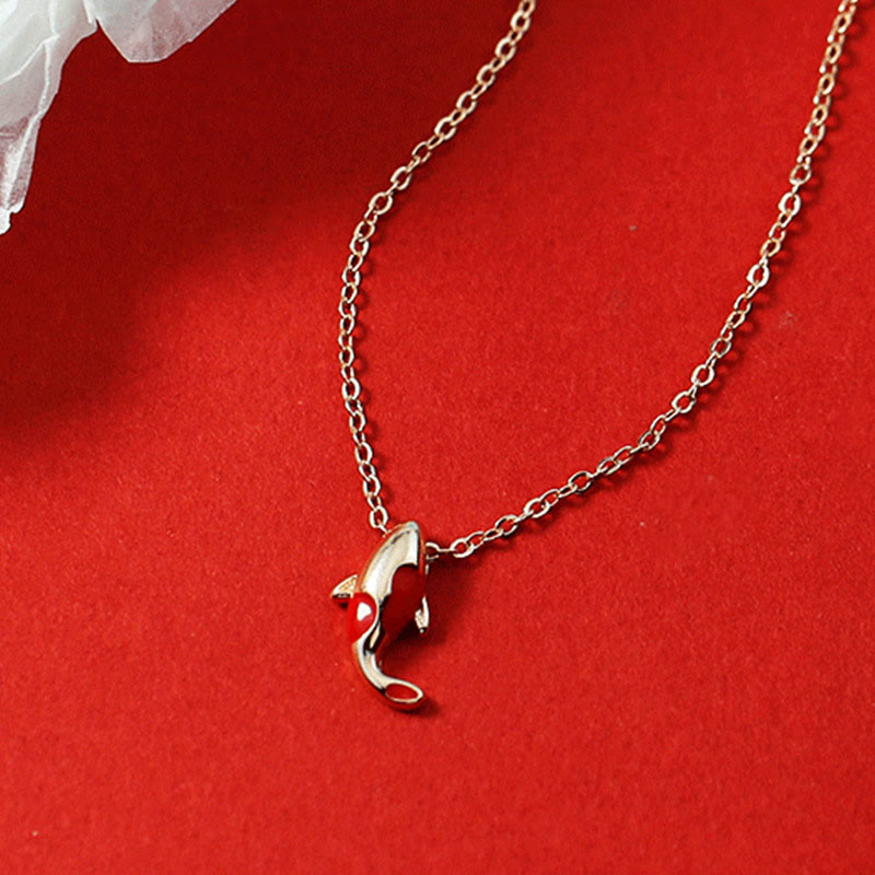Fortune Jewel Copper Koi Fish Wealth Necklace Pendant Red Rope Bracelet Earrings Set