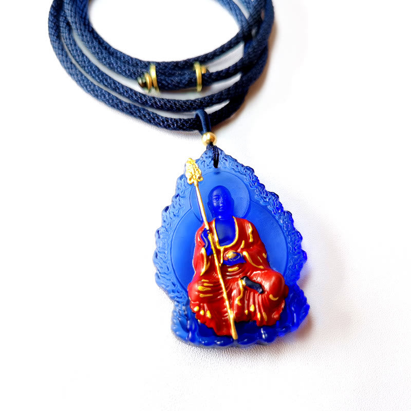 Fortune Jewel Ksitigarbha Buddha Liuli Crystal Compassion Amulet Necklace Pendant Fortune Jewel