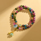 Fortune Jewel Multicolored Tourmaline Gourd Wisdom Double Wrap Lily Of The Valley Charm Bracelet