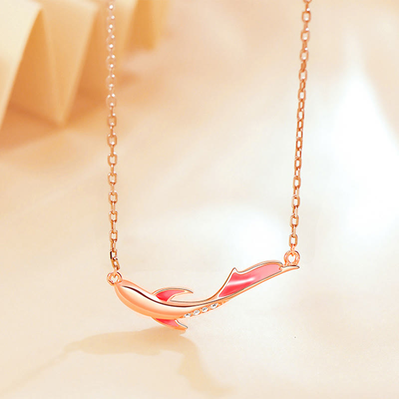 Fortune Jewel 925 Sterling Silver Koi Fish Luck Zircon Prosperity Necklace Pendant