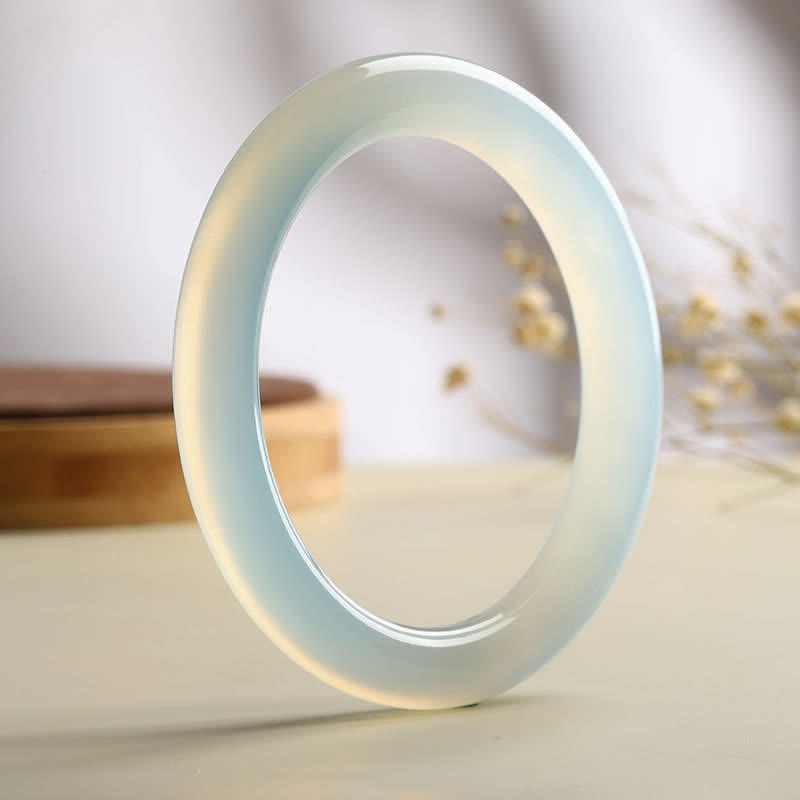 Fortune Jewel Natural Aquamarine Blessing Serenity Bangle Bracelet