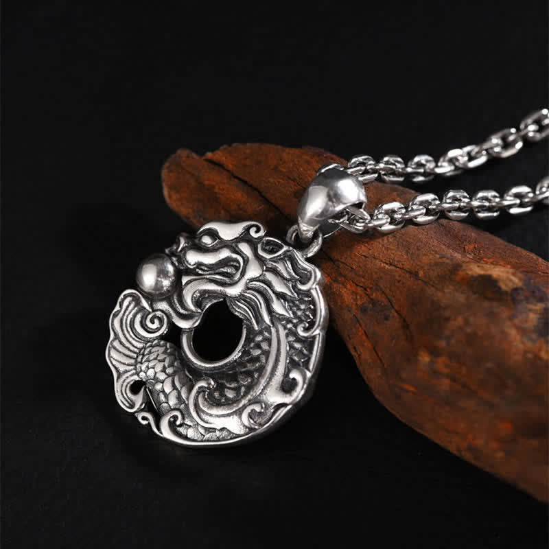 Fortune Jewel Koi Fish Dragon Peace Buckle Wealth Necklace Pendant Fortune Jewel