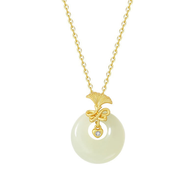 Fortune Jewel 925 Sterling Silver Natural Hetian Jade Carnation Flower Prosperity Necklace Pendant