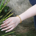 Fortune Jewel Cyan Jade Copper Auspicious Clouds Calm Healing Bracelet Bangle