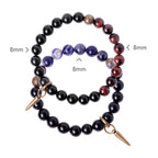 Fortune Jewel Black Obsidian Sodalite Crystal Copper Strength Couple Bracelet