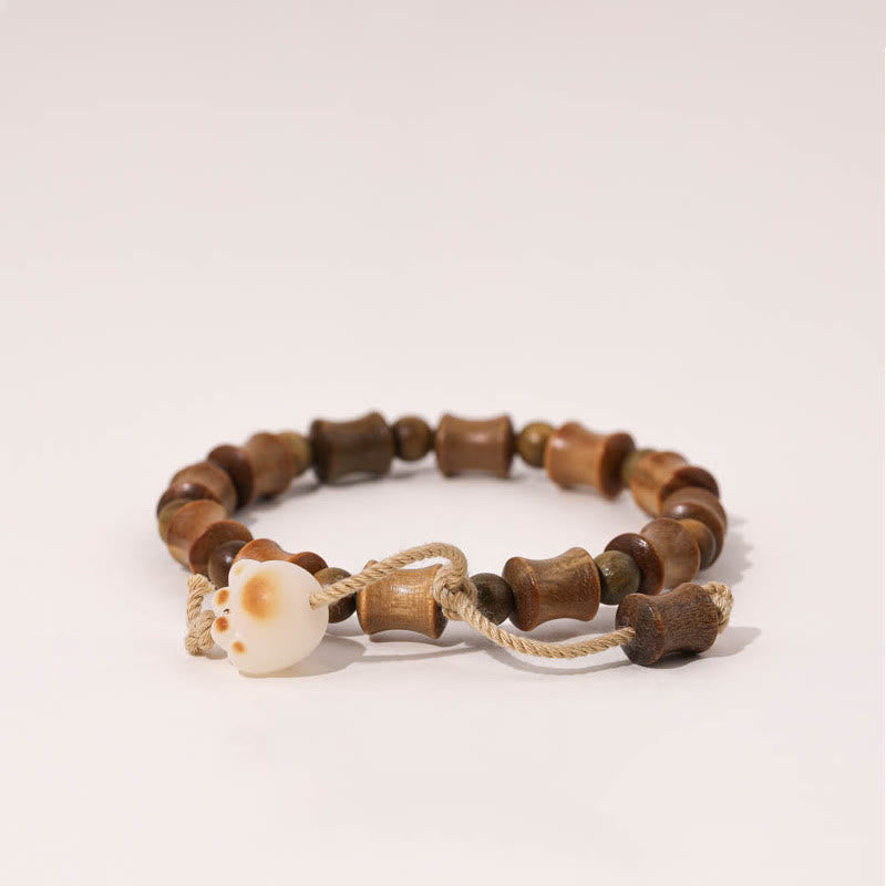 Fortune Jewel Green Sandalwood Bodhi Seed Cat Claw Bamboo Peace Bracelet
