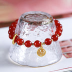 Fortune Jewel Natural Red Agate Blessing Letter Confidence Bracelet
