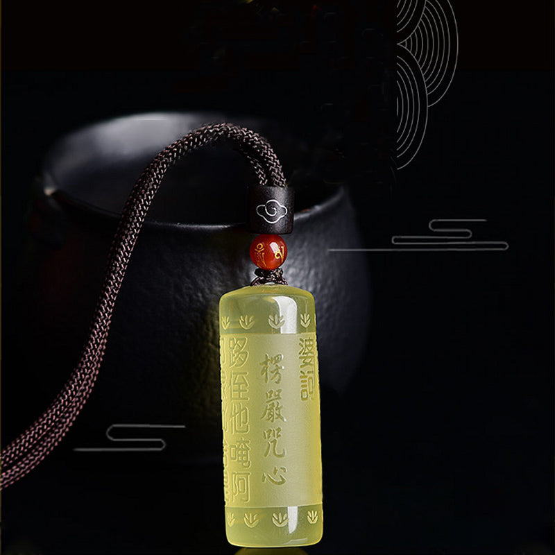 Fortune Jewel Heart Sutra Citrine Happiness Strength Necklace Pendant