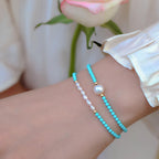 Fortune Jewel Turquoise Red Agate Pearl Small Beaded Protection Bracelet