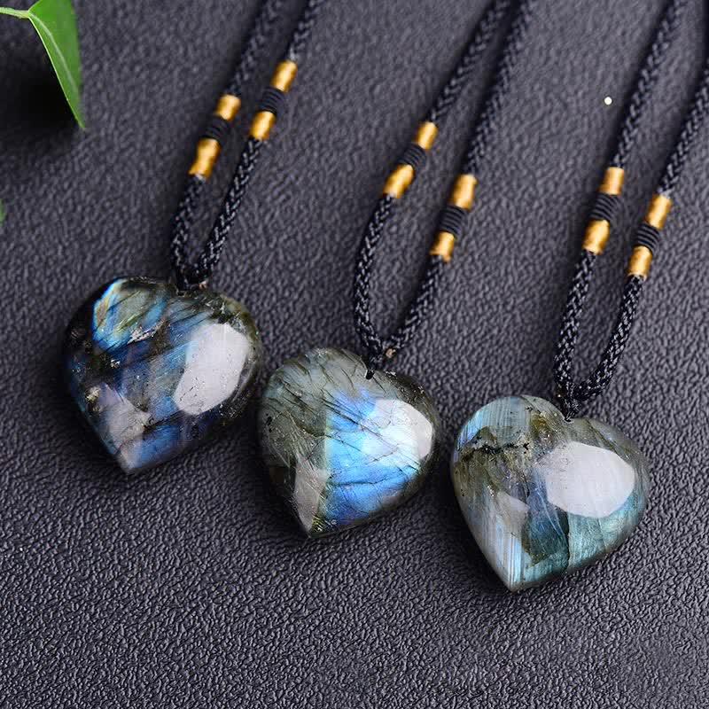 Fortune Jewel Labradorite Love Heart Support Necklace Pendant