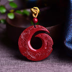Fortune Jewel One's Luck Improves Design Patern Natural Cinnabar Blessing Necklace Pendant