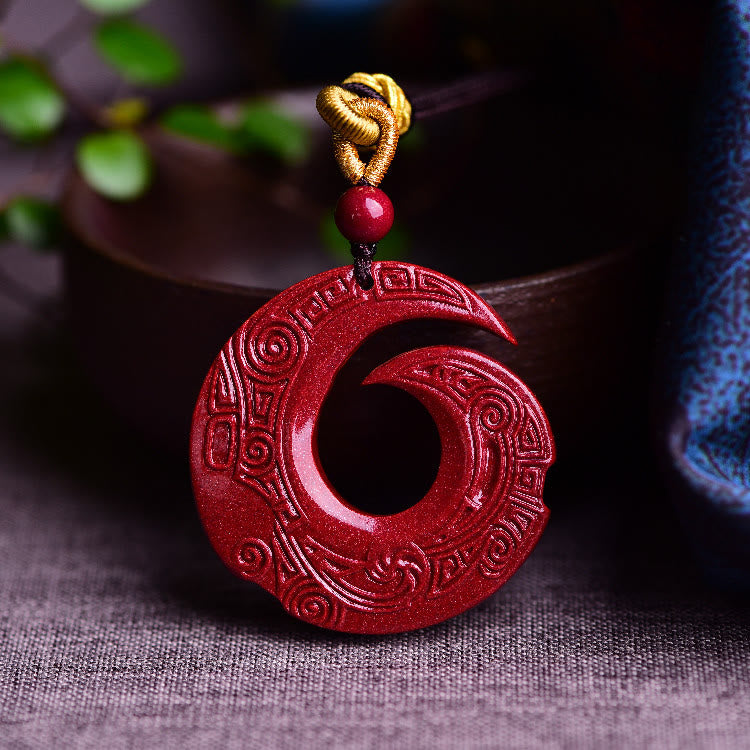 Fortune Jewel One's Luck Improves Design Patern Natural Cinnabar Blessing Necklace Pendant