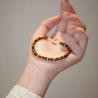Fortune Jewel 14K Gold Plated Natural Tiger Eye Stone Courage Protection Bracelet