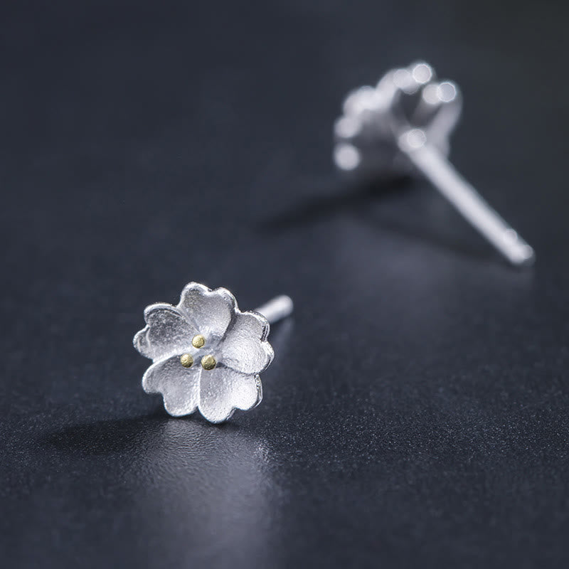 Fortune Jewel 925 Sterling Silver Cherry Blossoms Floral Calm Stud Earrings