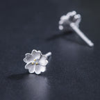 Fortune Jewel 925 Sterling Silver Cherry Blossoms Floral Calm Stud Earrings