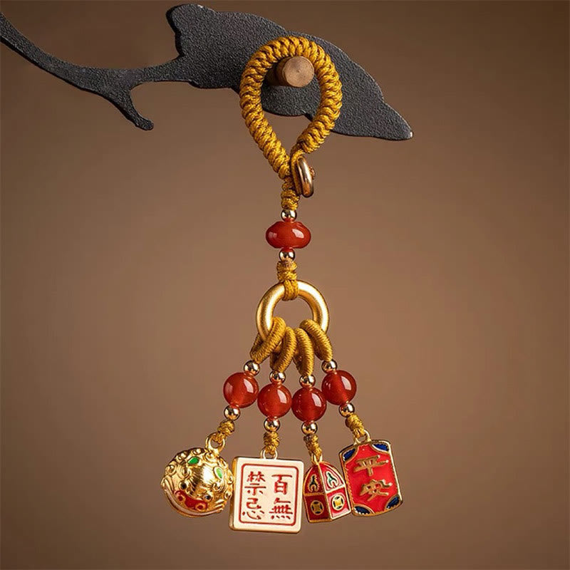 Fortune Jewel Nothing to Be Superstitious Dancing Lion Copper Wealth Key Chain