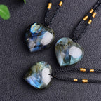 Fortune Jewel Labradorite Love Heart Support Necklace Pendant