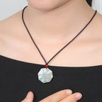 Fortune Jewel Natural Jade Bagua Yin Yang Luck Necklace Pendant Fortune Jewel
