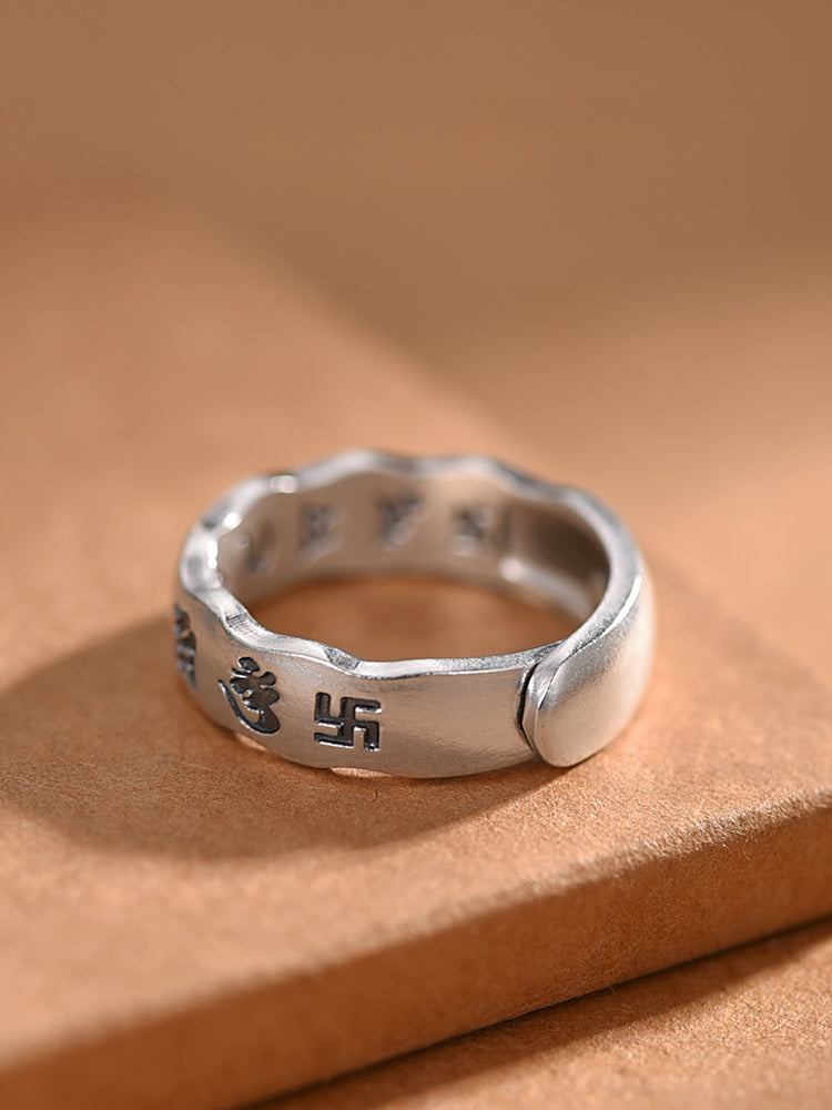 Buddha3bodhi Tibetan Pure Silver Six-Syllable Mantra Couple Rings