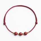 Fortune Jewel Natural Lucky Cinnabar Bead Blessing String Bracelet Anklet