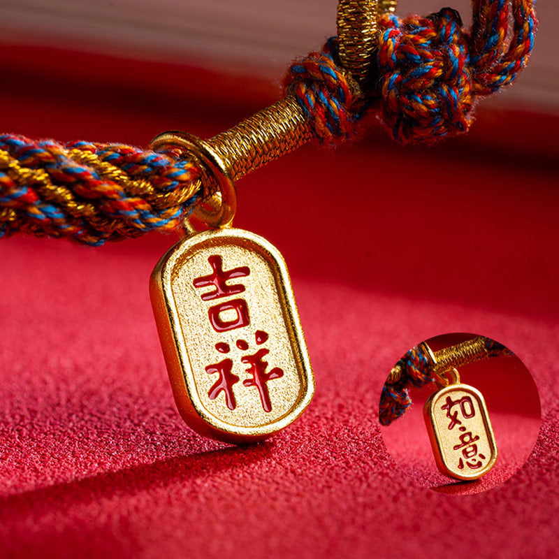 Fortune Jewel Handmade Multicolored Tibetan Om Mani Padme Hum Ruyi Auspicious Charm Braided Bracelet