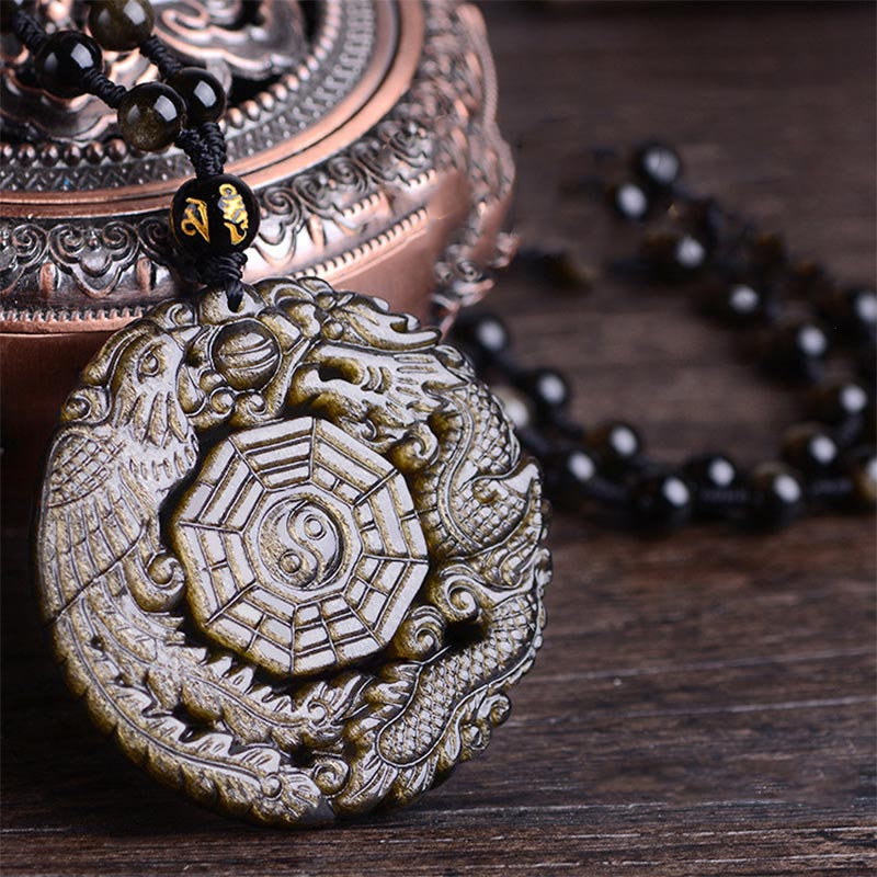 Fortune Jewel Golden Obsidian Healing Energy Necklace Pendant