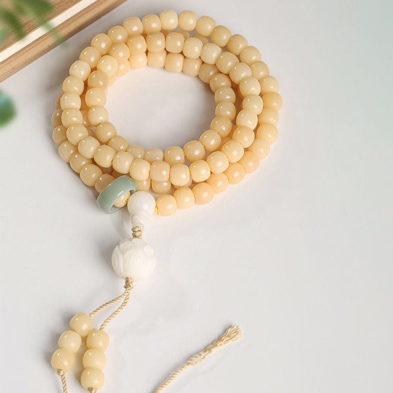 Fortune Jewel Natural Bodhi Seed Lotus Dzi Bead Peace Harmony Charm Bracelet Fortune Jewel