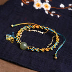 Fortune Jewel Handmade Colorful Rope Luck Jade Bead Abundance Double Layer Bracelet