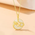 Fortune Jewel 925 Sterling Silver Year of the Dragon Hetian Jade Golden Dragon Phoenix Peace Buckle Luck Necklace Pendant