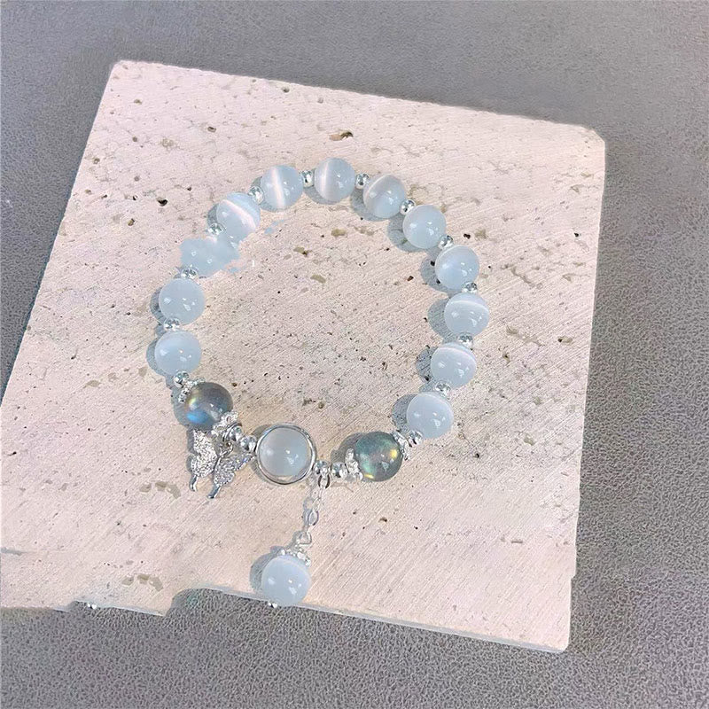 Fortune Jewel Cat's Eye Moonstone Butterfly Star Charm Support Bracelet