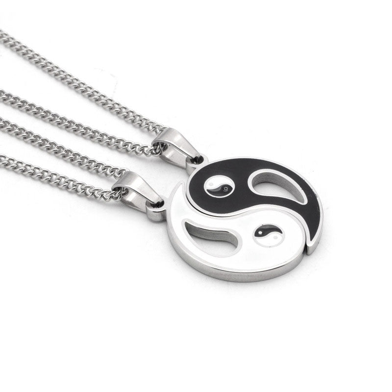 2pcs Yin Yang Pendant Couple Necklace Fortune Jewel