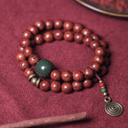 Fortune Jewel Bodhi Seed Cyan Jade Copper Peace Luck Bracelet