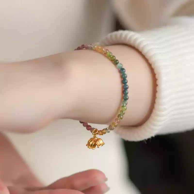 Natural Tourmaline Gradient Colorful Bracelet for Women