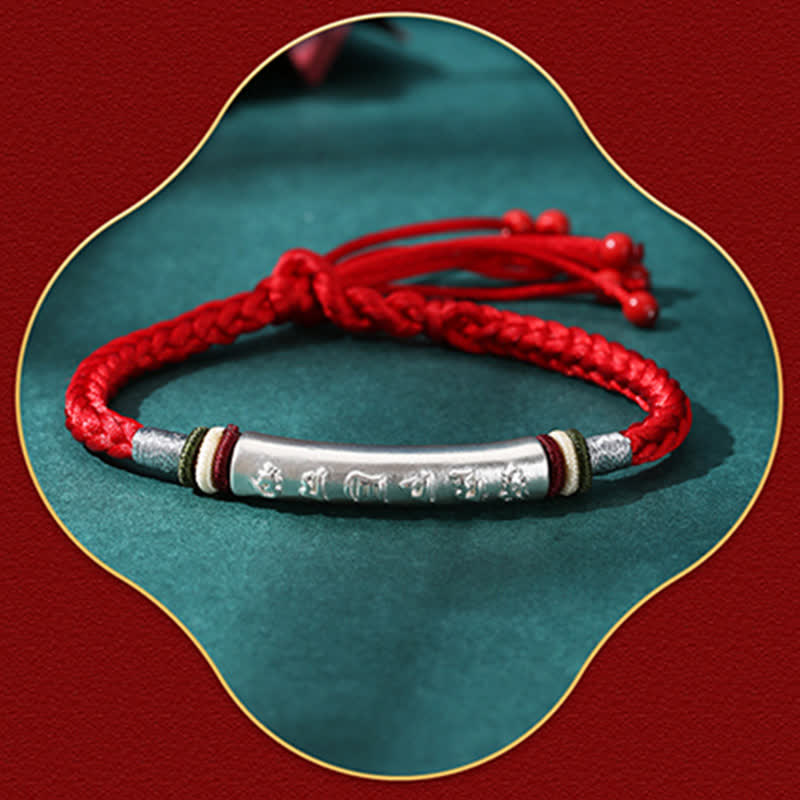 Fortune Jewel 999 Sterling Silver Om Mani Padme Hum Protection Strength String Bracelet