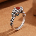 Fortune Jewel PiXiu Copper Coin Red Agate Wealth Luck Ring
