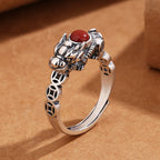 Fortune Jewel PiXiu Copper Coin Red Agate Wealth Luck Ring