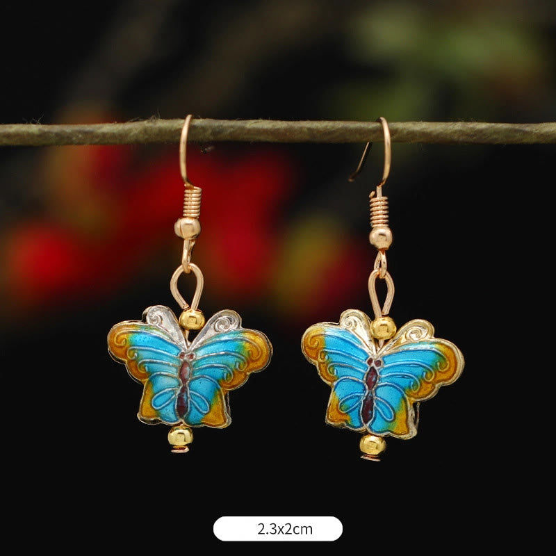 Fortune Jewel Lotus Butterfly Flower Alloy Copper Enlightenment Drop Earrings