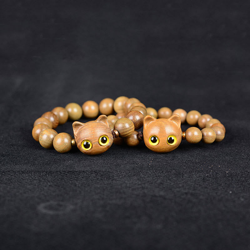 Fortune Jewel Ebony Wood Green Sandalwood Red Sandalwood Lovely Cat Balance Bracelet