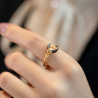 Fortune Jewel Natural Tridacna Stone Moon 14K Gold Blessing Ring - Fortune Jewel